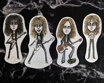 Metallica Sticker Pack – James Hetfield, Lars Ulrich, Kirk Hammett, Cliff Burton – Vinyl Stickers, 80s Thrash Heavy Metal Rock Music