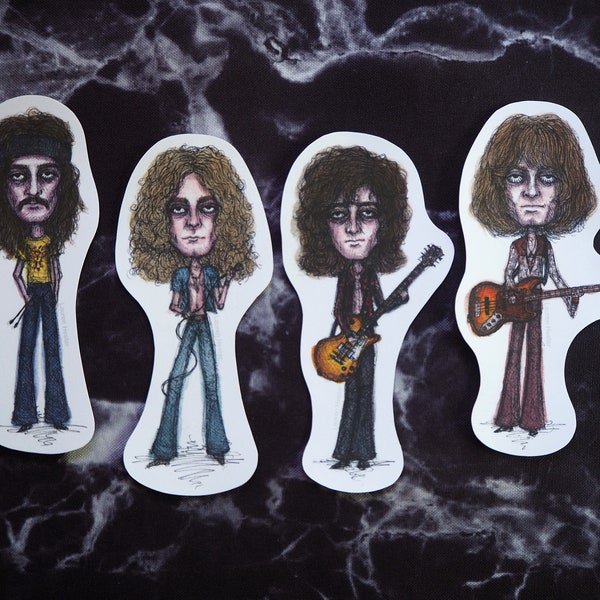 Led Zeppelin Sticker Pack - Robert Plant, Jimmy Page, John Paul Jones, John Bonham - Vinyl Stickers, 70s Classic Rock Music