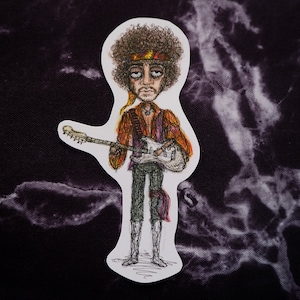 Jimi Hendrix Sticker - The Jimi Hendrix Experience - Vinyl Stickers, 60s Psychedelic Rock Music, Woodstock 1969, Guitarist