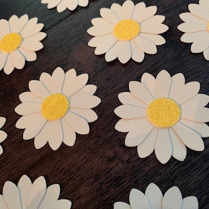 Glitter cardstock paper daisies - set of 10