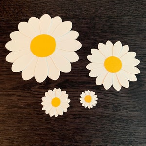 4 sizes - Handmade paper daisies (3", 2", 1", 1/2")