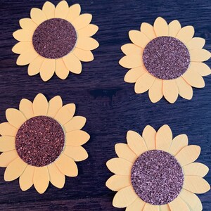 Cardstock paper sunflowers with glitter centre