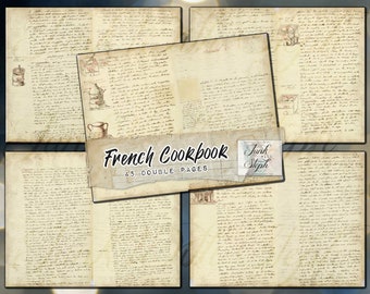 Paper pack 50 genuine vintage French pages from 5 old books Vintage text pages Ephemera pack of mixed vintage papers