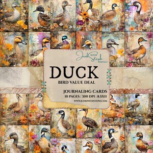 Duck Journaling Cards: Mixed Media Collage Ephemera (Digital Download)