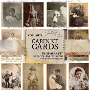Vintage Cabinet Card Ephemera: Antique Photo Fussy Cuts (Digital Download)