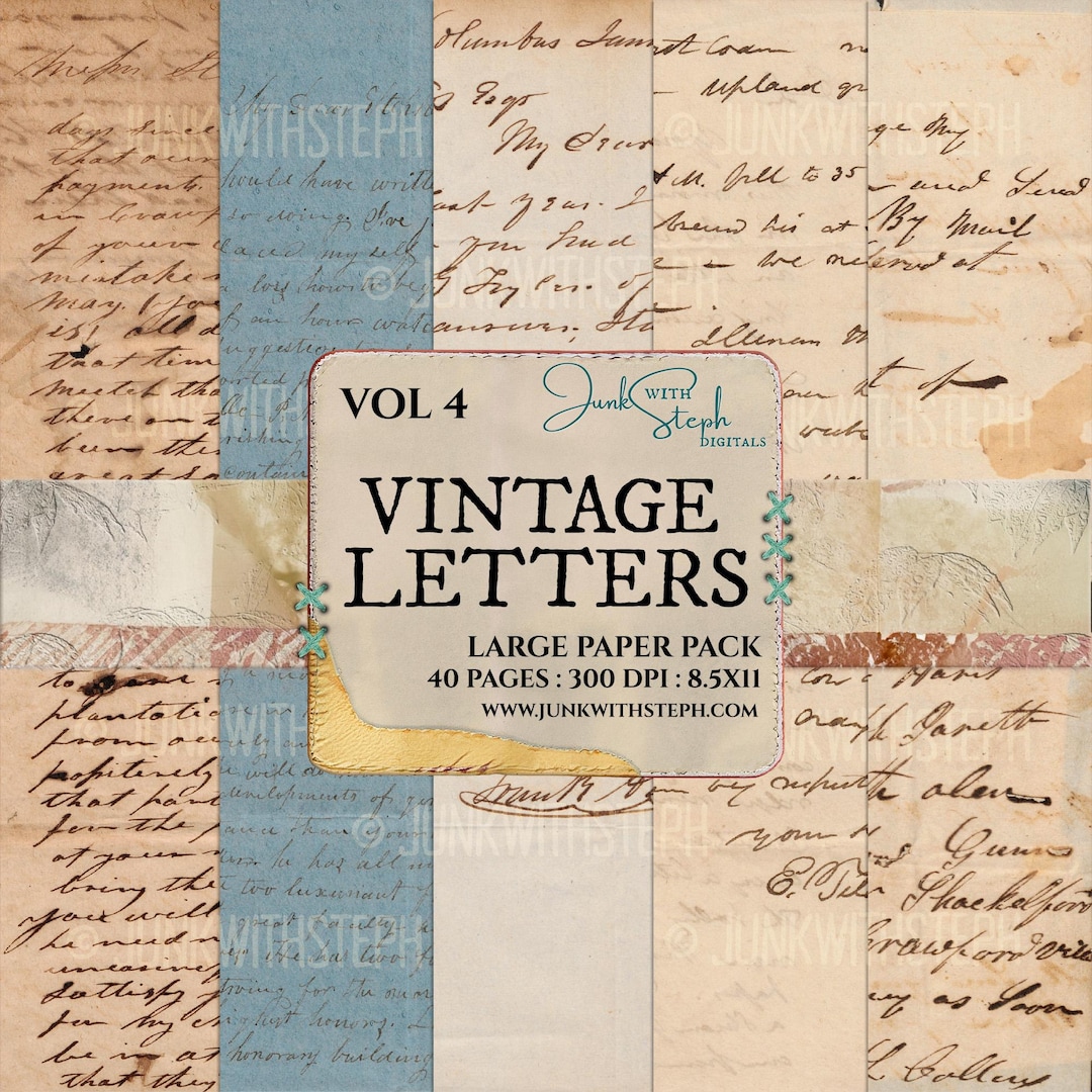 Paper Letters Collection Vintage Letters: Volume 4 Paper Pack Antique Grunge Ephemera Junk ...
