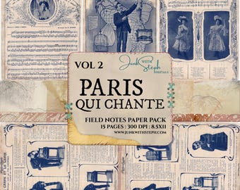 Paris qui Chante: Volume 2 Catalogo Vintage Spartiti Blu Illustrazioni Effimere (Download Digitale)