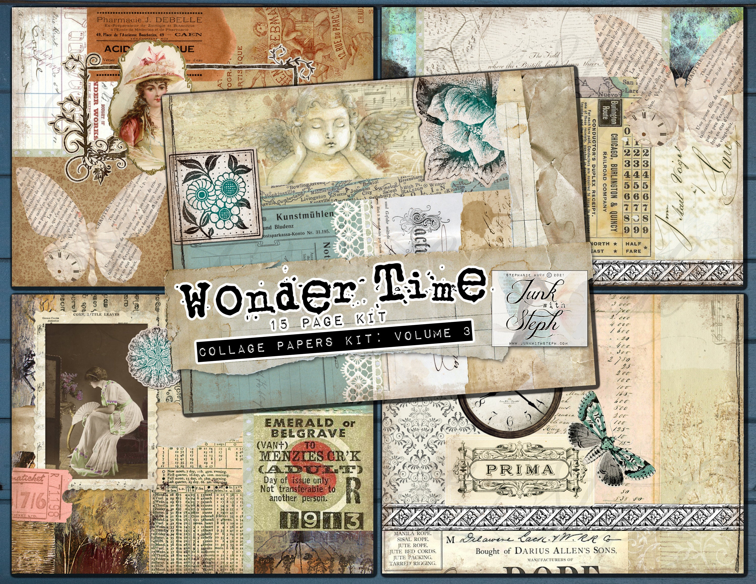 Pocket Cards by Tim Holtz 55 Papers Great for Mixed Media, Altered Art,  Junk Journals, Smash Books, Shadow Boxes 