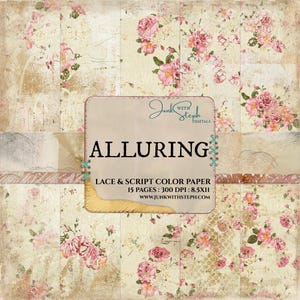 Lace & Script Paper Pack: Color Textured Printable Backgrounds (Digital Download)