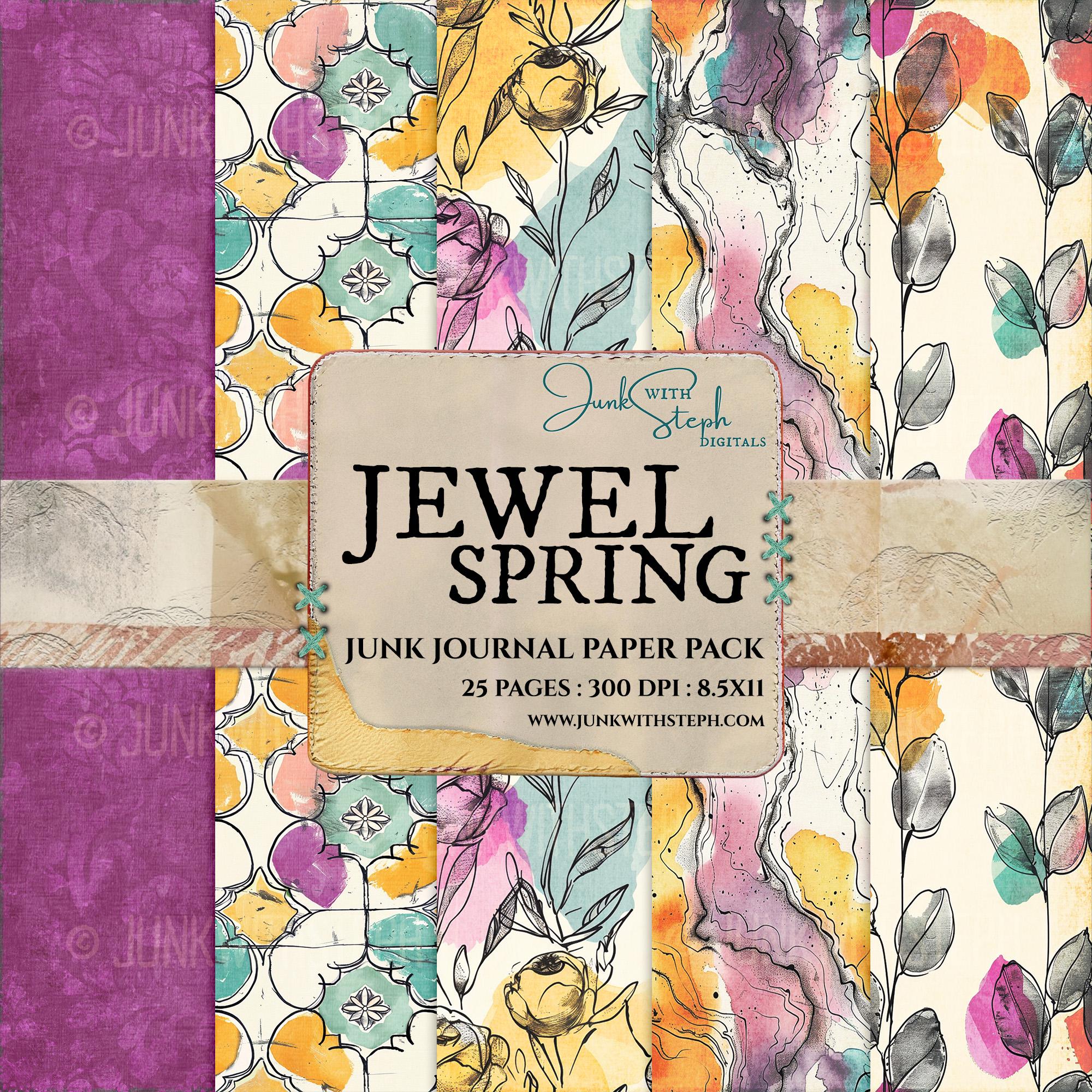 Jewel Spring Journal Paper Pack: Pastel Boho Tones Pattern Designs ...