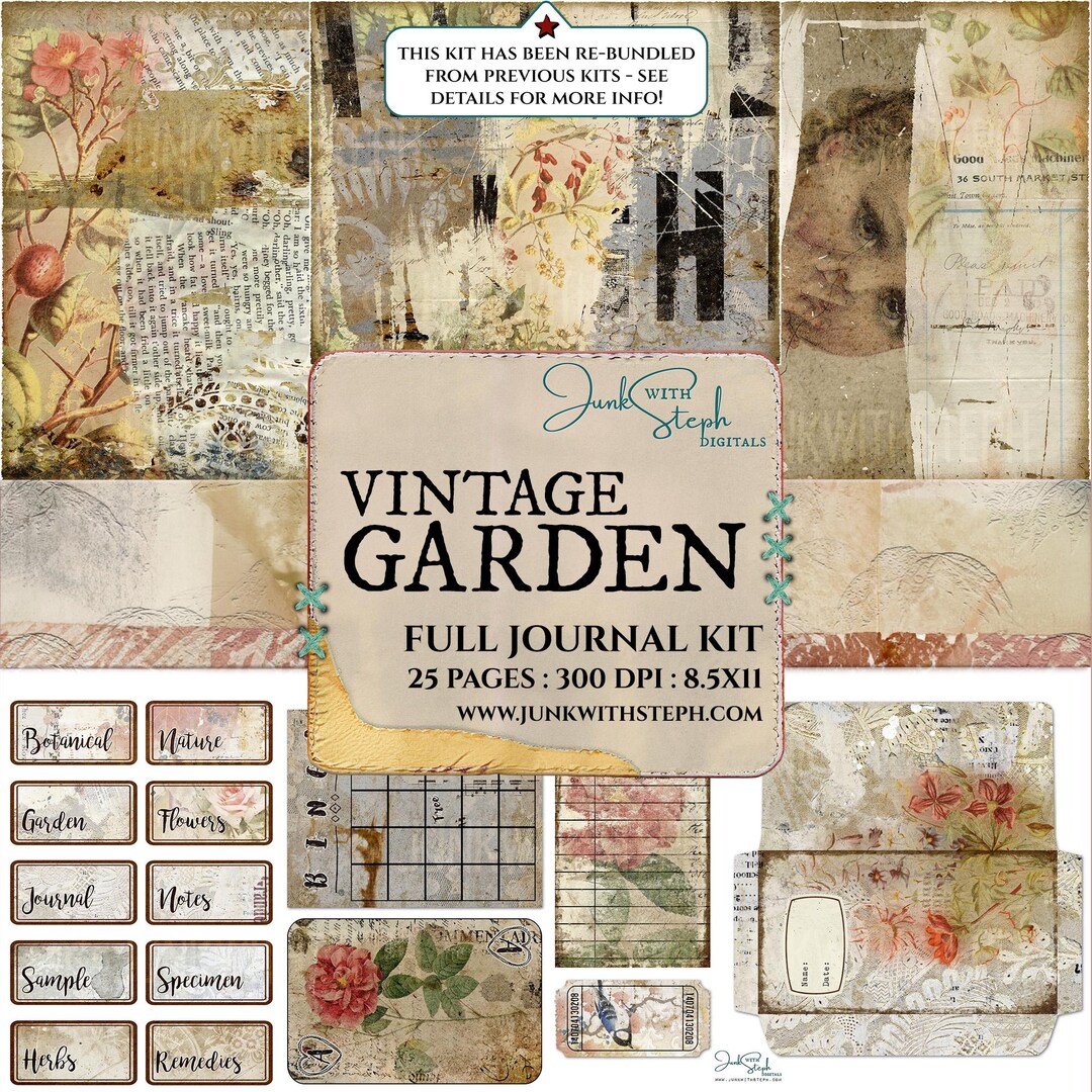 Vintage Garden Junk Journal Kit: Floral Ephemera (digital Download) - Etsy