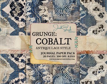アンティークレーススタイル - COBALT - 20 グランジ背景 ジャンク