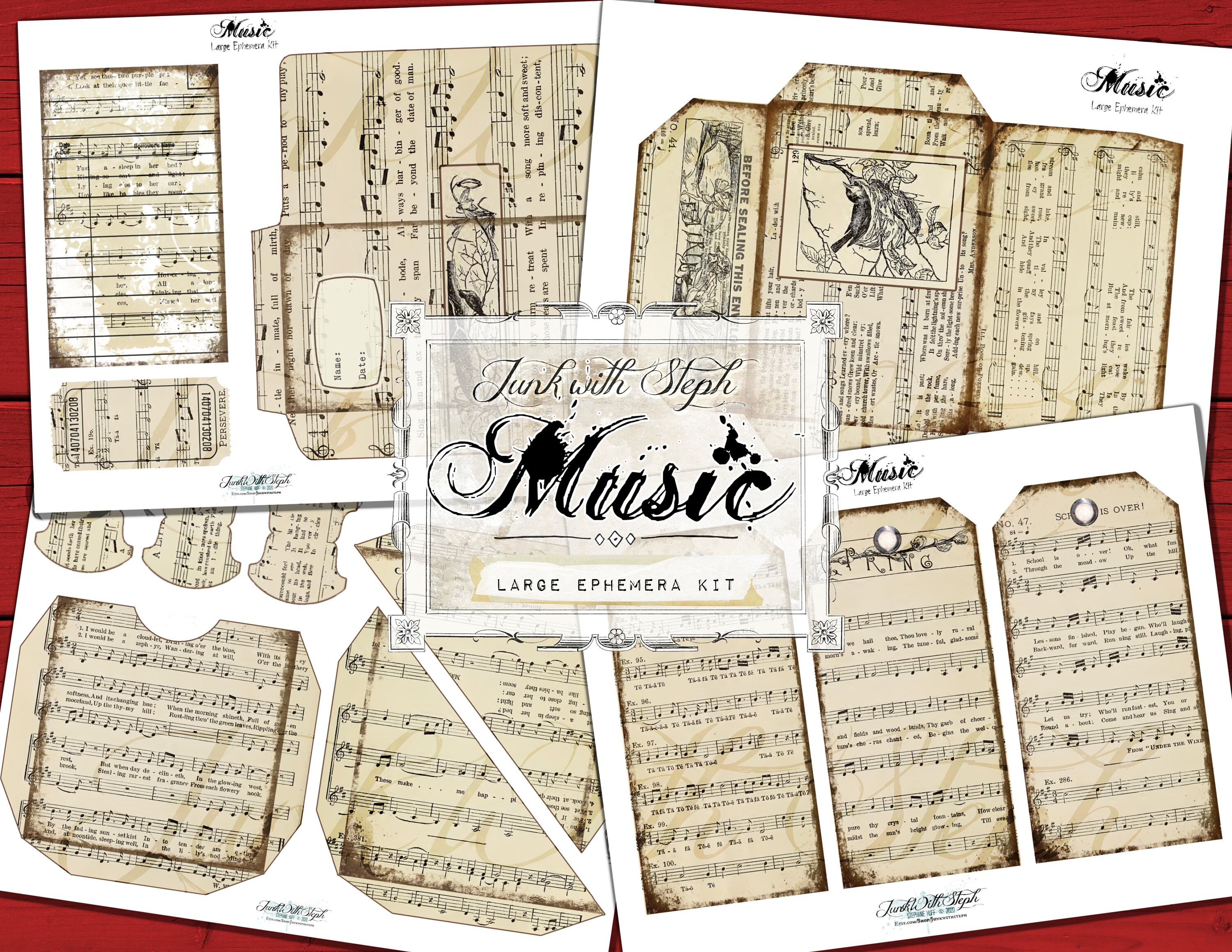 MUSIC: LARGE Ephemera Kit 20 Ephemera Pages With a Neutral | Etsy