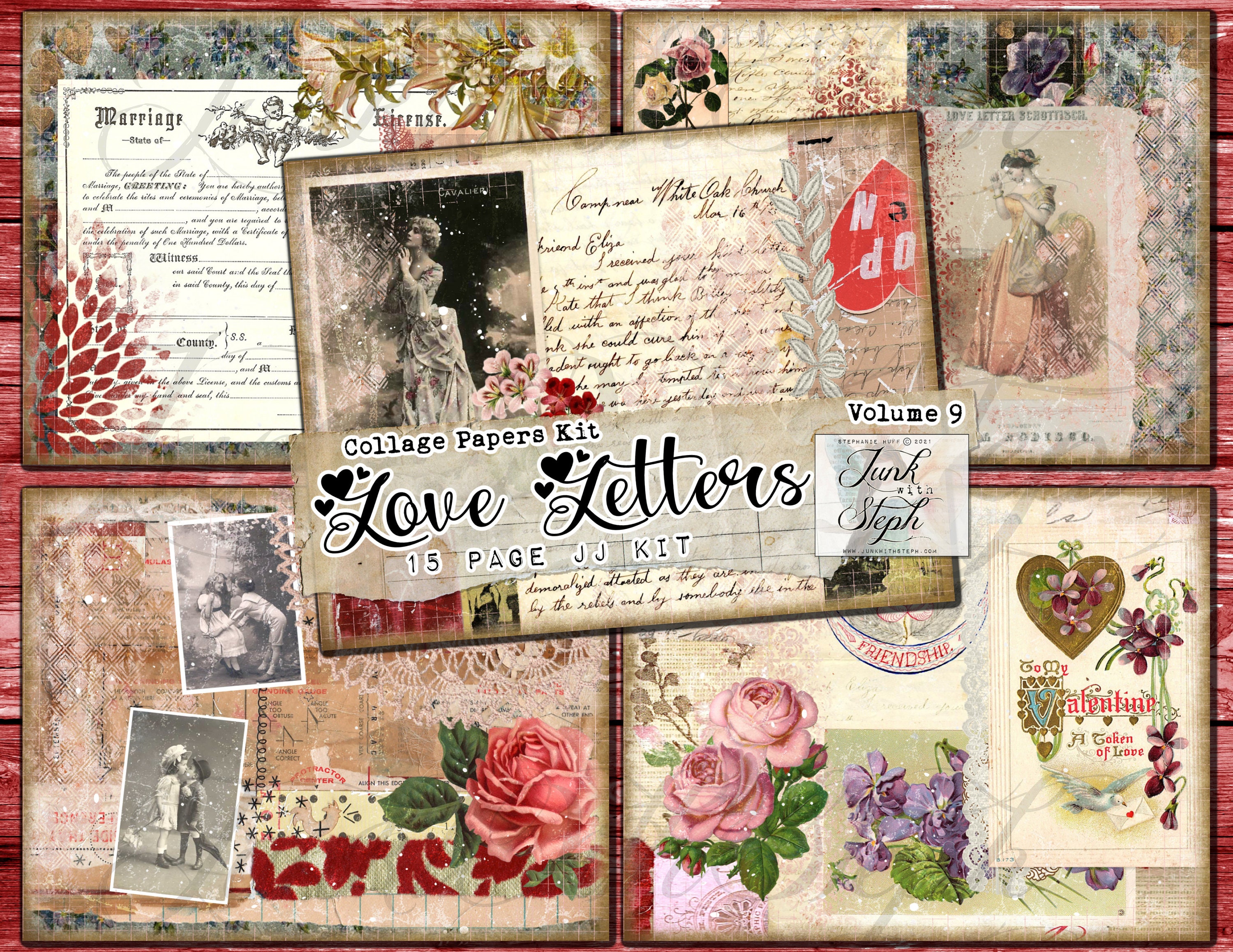 Collage Papers Kit: Vol. 9 love Letters Highly Detailed Tickets