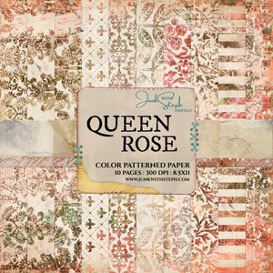 Queen Rose Paper Pack: Damask Green Textures (Digital Download)