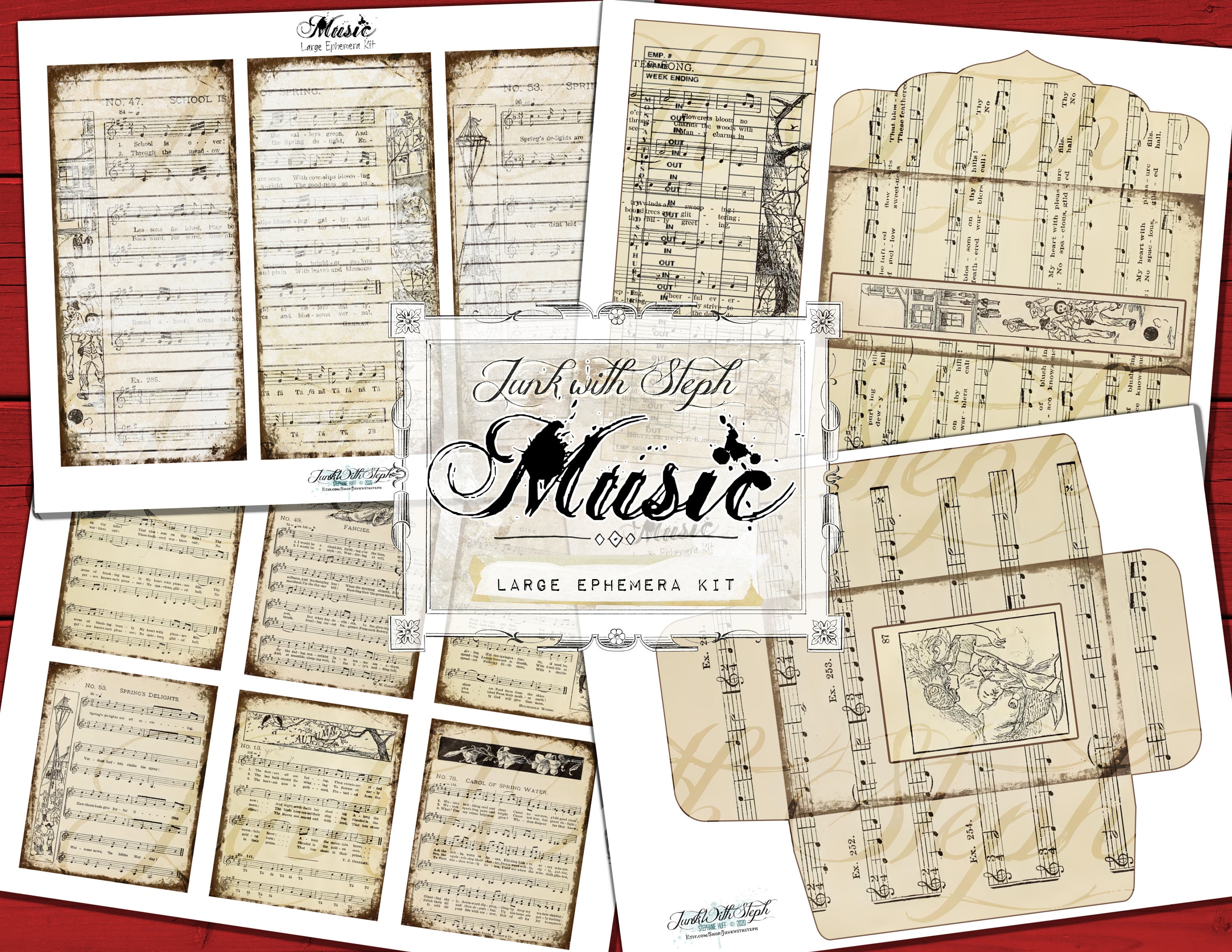 MUSIC: LARGE Ephemera Kit 20 Ephemera Pages With a Neutral | Etsy