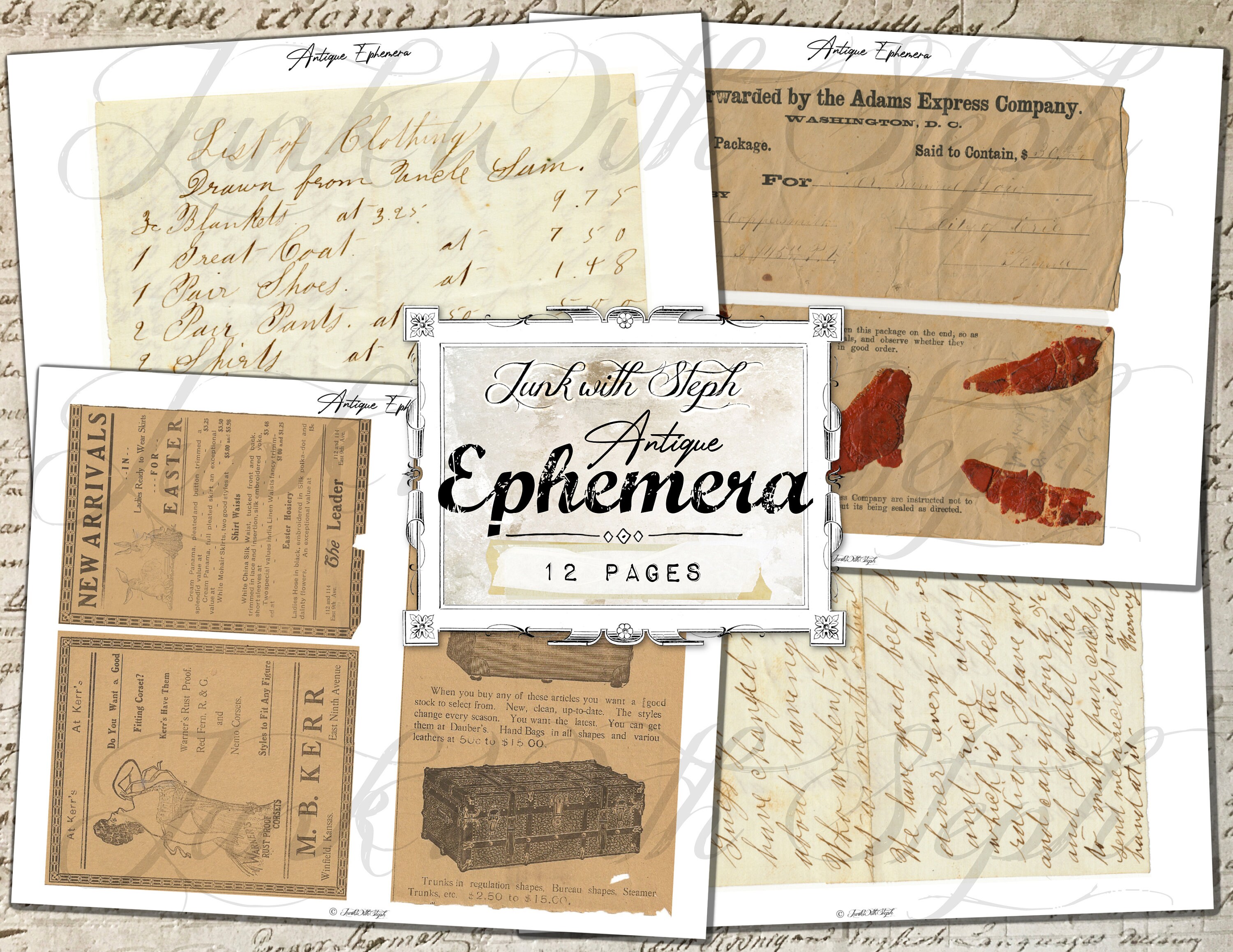 Antique Ephemera 12 Vintage Ephemera Pages with unique Etsy