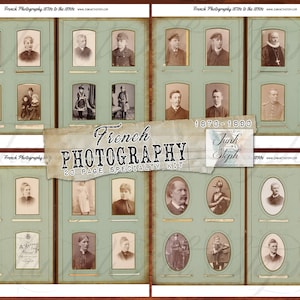 Fotografia francese (1870-1890) - Kit diario di cianfrusaglie stampabile digitale da 20 pagine Carte speciali per collage Foto antiche Carte da armadio Vintage