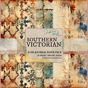 Southern Victorian Junk Journal Paper: Shabby Damask Textures (Digital Download)