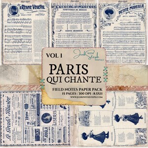 Paris qui Chante: Volume 1 Catalogo Vintage Spartiti Blu Illustrazioni Effimere (Download Digitale) immagine 3