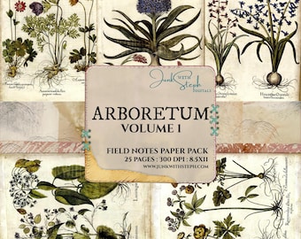 Arboretum: Volume 1 Kit di diario di viaggio in stile Edith Holden con illustrazioni botaniche stampabili (download digitale)
