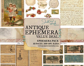 Efímeras antiguas: Oferta de valor: Foto de documento vintage, capas creativas de estilo shabby chic para un diario de basura (descarga digital, 10 páginas)