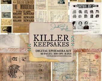 Killer Keepsakes: Criminal Ephemera Kit Vintage Mugshots Documents Court Photos (Digital Download)