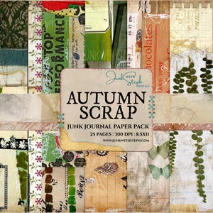 Rebut de l'automne - paquet de 25 pages pour journal, kit imprimable numérique, téléchargement immédiat, arrière-plan indésirable, technique mixte, peinture, art graphique, grunge