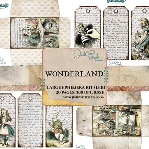 Alice im Wunderland Ephemera Kit: Klassische Journaling Materialien (Digitaler Download)