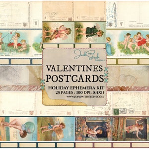 Cartes de Saint-Valentin (et étiquettes) - 25 pages de cartes postales