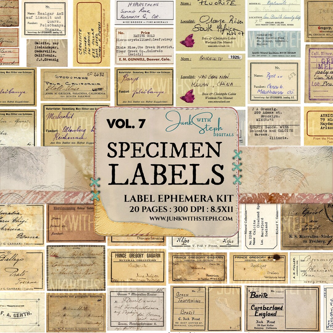 Specimen Labels - Vol. 7 With 20 Pages, Over 150 Separate GENUINE OLD ...