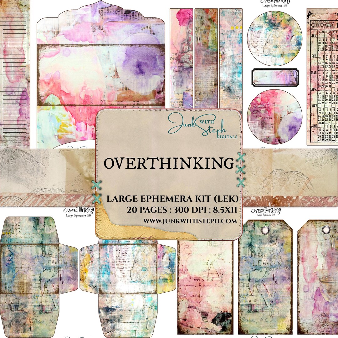 Overthinking Collage Overthinking Ephemera Kit: Mixed Media Collage, Junk Journals (digital ...