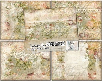 Rose Fabric - Lace on TOP Paper Pack: 15 Seiten Farbe strukturierter Hintergrund Creamy Lace SOFORTIGER Download Printable Junk Journal Seiten Scrapbook