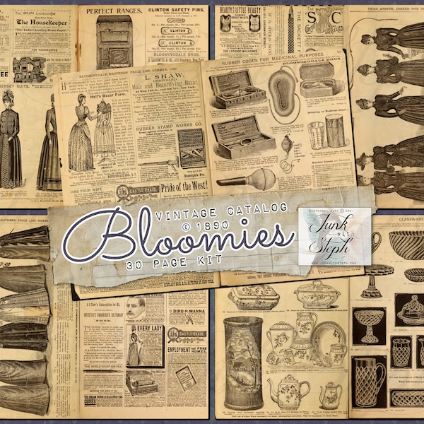 Bloomies : Vintage Catalog - 30 pages from 1890 Bloomingdales antique Beautiful illustrations, adverts and truly excellent text throughout