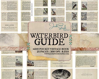 Guía de aves acuáticas: Un mini libro de bolsillo vintage con ilustraciones auténticas escaneadas de aves y animales (Descarga digital)