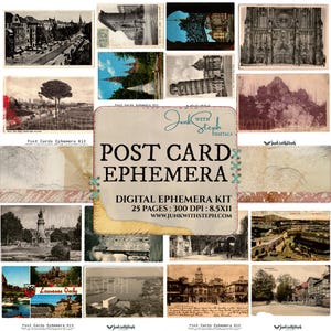 Vintage briefkaart kortstondig: 100+ gescande afbeeldingen voor ongewenste tijdschriften (digitale download)