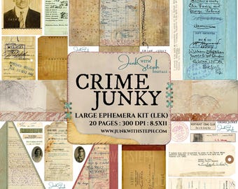 Crime Junky: Kit de efímeros de gran tamaño: Documentos criminales, fotos policiales, diario de recuerdos (descarga digital)