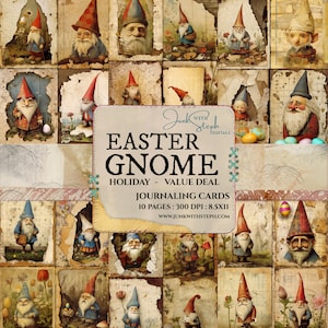 VALUE DEAL - Easter Gnome - 10 pages de la Saint-Valentin carte de journalisation technique mixte portrait carte éphémère indésirable journal scrapbooking oeufs printemps