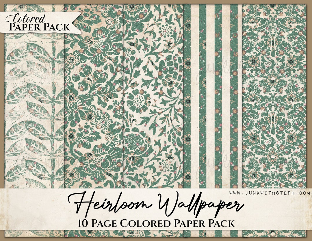 Heirloom Wallpaper Color Patterned Paper Pack: 10 Page Damask Textured
