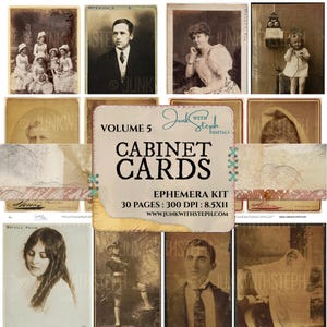 Cabinet Cards - 30 pages of Ephemera Vol. 5 60+ separate Vintage Antique Old Photos Fussy Cuts Embellishment Ephemera Antique Scanned Images