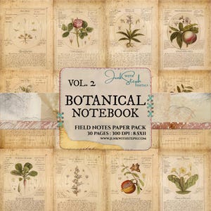 Wildflower Botanical Notebook: Printable Vintage Field Notes Volume 2 Junk Journal Kit (Digital Download)