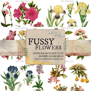 Wildflower Fussy Cuts: Botanische Ephemera für Scrapbooking (Digitaler Download, 30 Seiten)