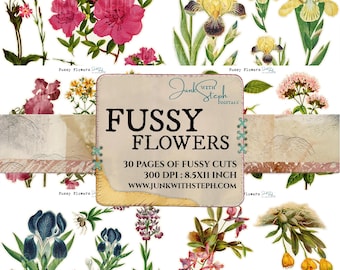 Fussy Flowers - 30 Pages of Spring and Summer Wildflower Botanical Fussy Cuts - Ephemera - ideal for scrapbooking, cards & junk journals