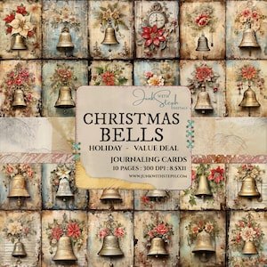 Bon rapport qualité-prix - cloches de Noël - 10 pages de carte de journalisation pour les FÊTES collage technique mixte couleur portrait carte éphémère indésirable journal scrapbooking