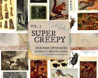 Halloween Ephemera: Super Creepy Junk Journal Pages (Digital Download)