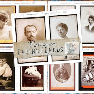European Cabinet Cards - 25 pages of Ephemera - Old Photographs Vintage Photography Fussy Cuts Embellishment Ephemera Antique Scanned Images