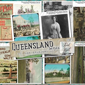 Queensland Ephemera Series Vol. 1 - 30 pagine di Ephemera, cartoline fotografiche, uniche, bellissime, punto focale, diari spazzatura, artigianato di carta, scrapbooking