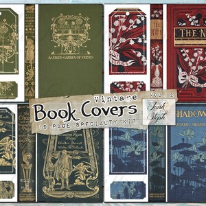 Capas de livros vintage - Volume 2 - 19 páginas de capas e lombadas de livros lindamente ilustradas e decorativas. Inclui alguns itens efêmeros correspondentes