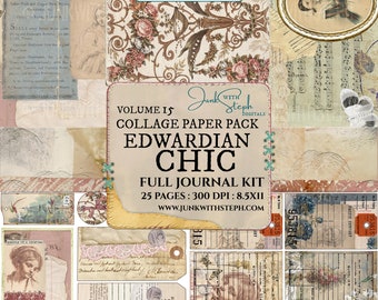 バーガンディフローラルジャンクジャーナルキット：ダマスク、蝶、花