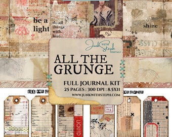 バーガンディフローラルジャンクジャーナルキット：ダマスク、蝶、花